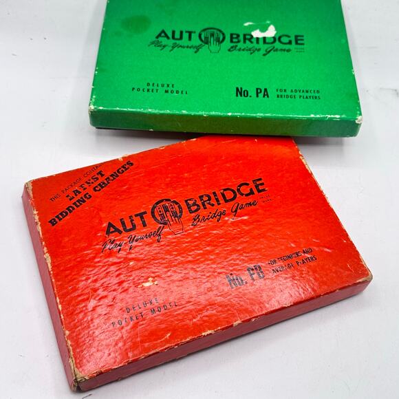 x2 Vintage Auto Bridge 1950s Play Yourself Game Metal Board And Deal Cards - Picture 10 of 10